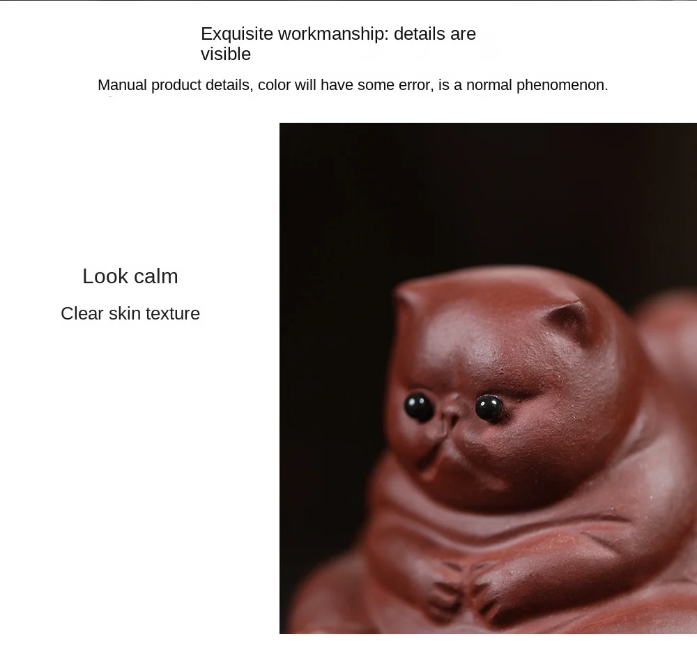 Description Picture 6 of itemPurple Sand Tea Pet Angry Cat Bat Tortoise Puppy Figurine Cute Kungfu Tea Pet Gift for Tea Lover Friend, Tea Table Desk Tearoom