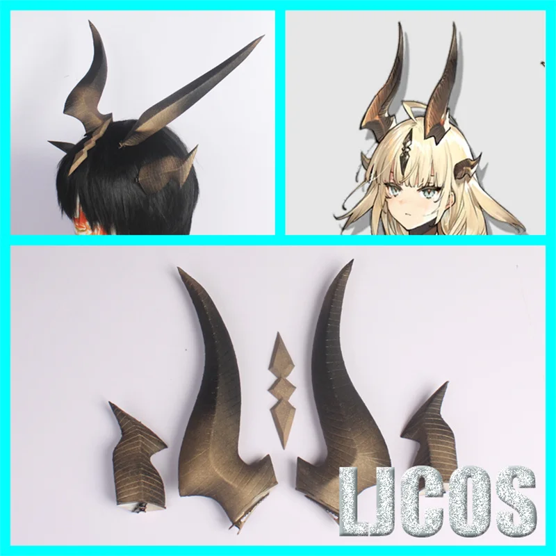 

New Game Arknights Reed The Flame Shadow Cosplay Horns Head Clip Headwear Hairpins Props
