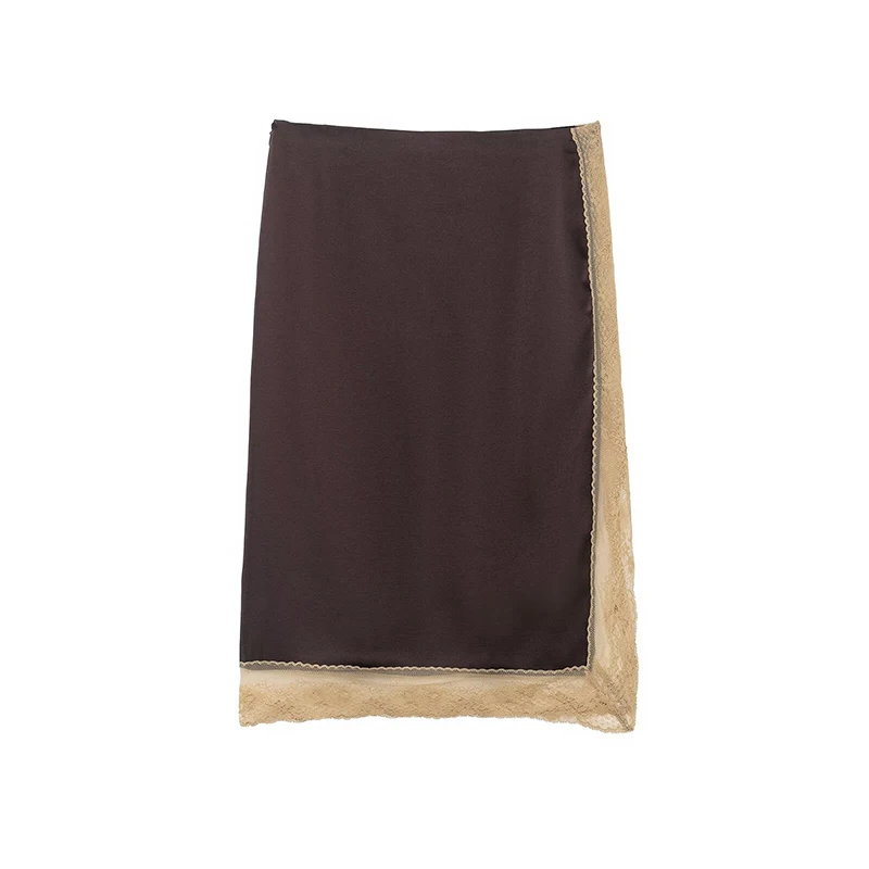 Women Lace Midi Skirts 2 Piece Sets 2025 New Chic Fashion Satin Lace Sling Top Women's Suits Sexy Elegant Woman Outfits