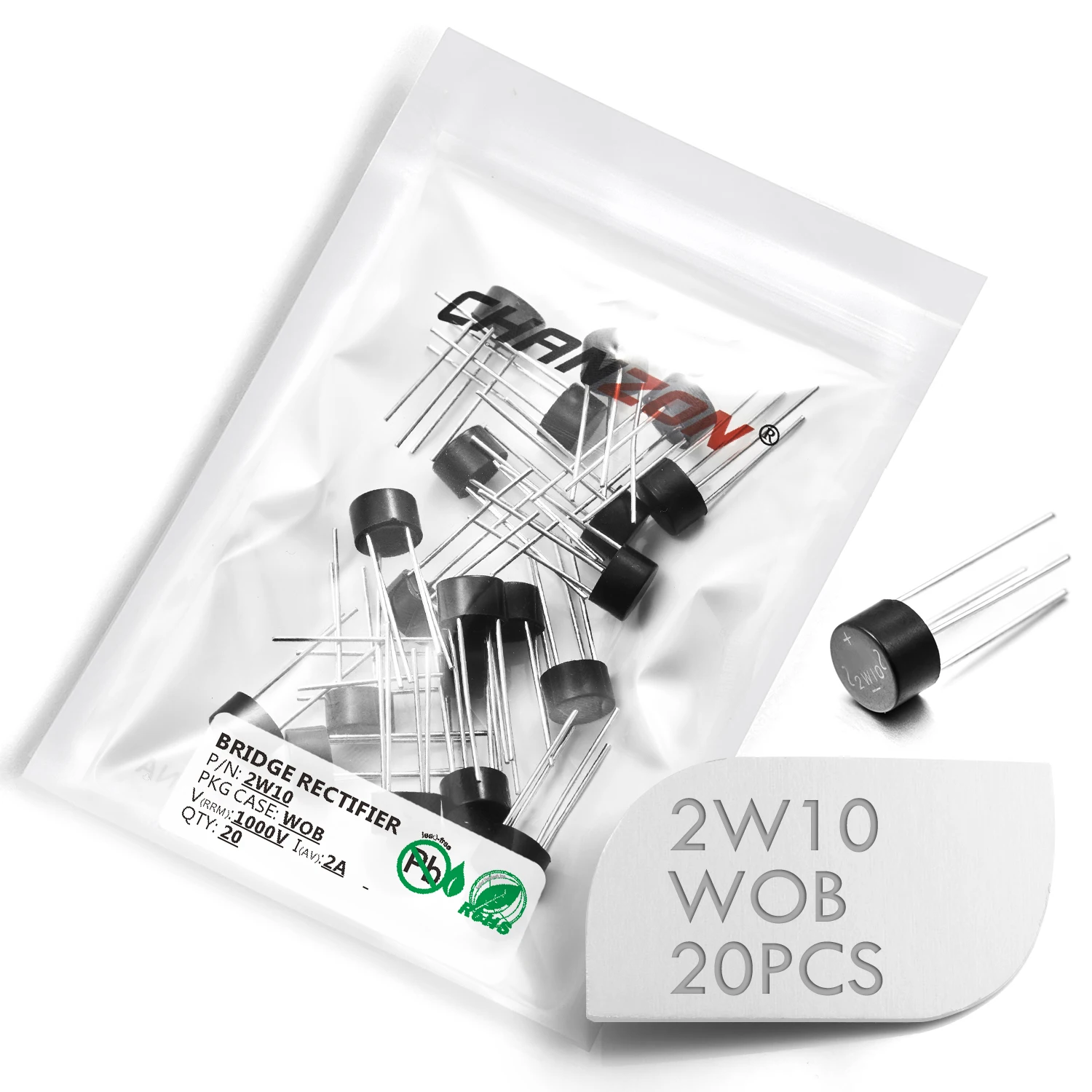 20 Pz 100% Originale 2W10 Nuovissimo Raddrizzatore A Ponte A Diodi 2A 1000V Wob Monofase Onda Intera Foro Passante Diodi Assiali Al Silicio