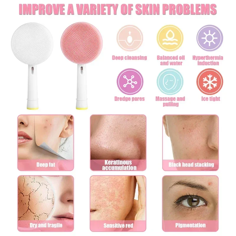 Facial Brush Head For Braun Oral b Vitality Triumph D12 D16 D20 D34 Electric Toothbrush Head Silicone Facial Cleansing Brush