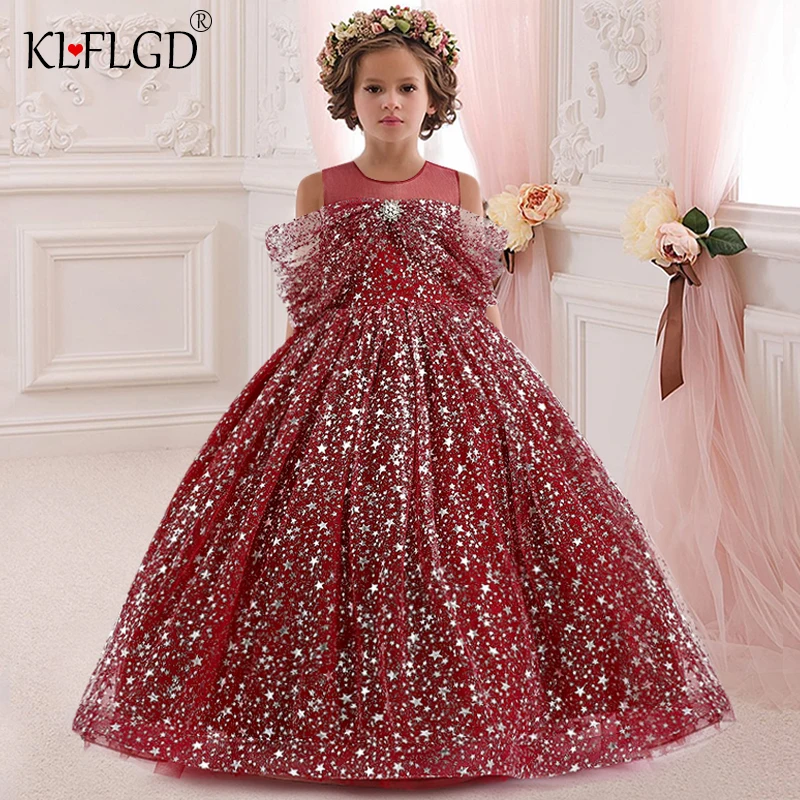 4-14-year-old new girls' birthday party dinner dress mesh