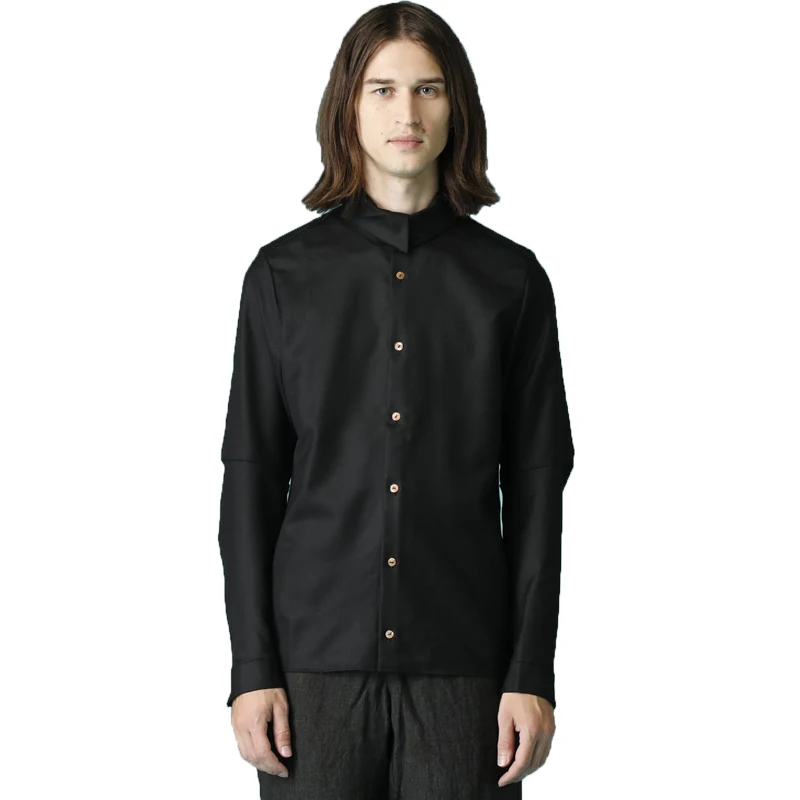 

Men's Long Sleeved Shirt Stand Collar Spring And Autumn New Slim Fit Personalized Fashion Top Shirt Trend