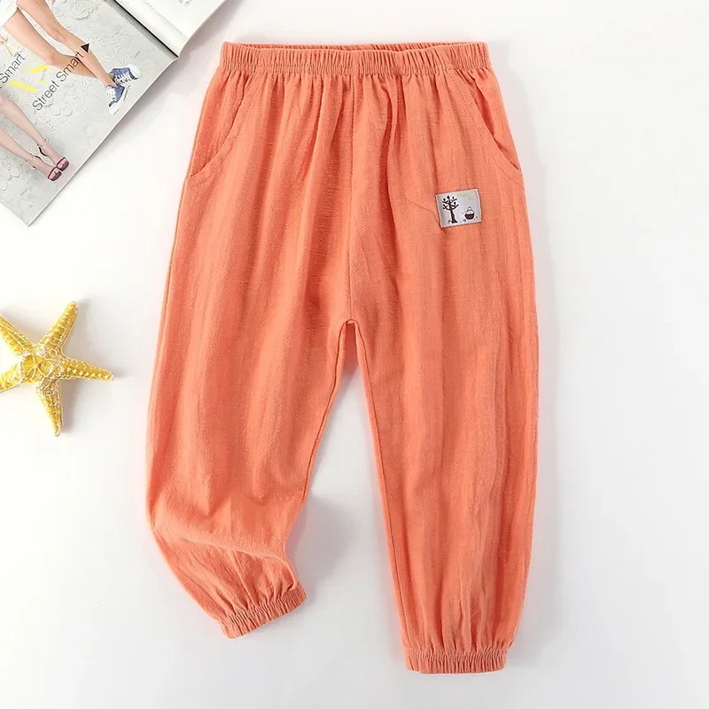 Summer Kids Mosquito-Proof Loose Wide-Leg Pants Airy Lantern Lounge Sleepwear For Boys Girls 2-10Y Girls Boys Kids Pants