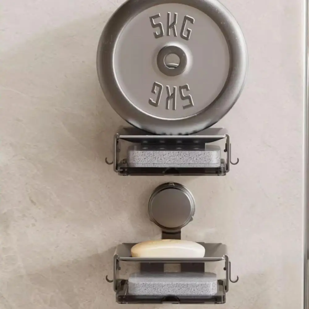 Description Picture 5 of itemSoap Dish For Shower Soap Holder Sponge Holder Wall Mount Double Layer Soap Tray Draining Soap Dish Soap Bar Holder No Drilling