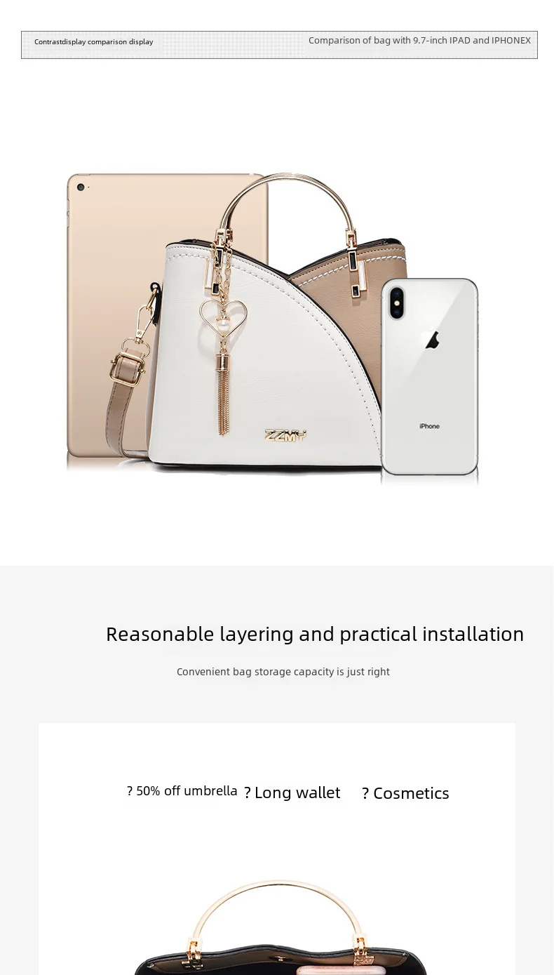 Trendy High-end Feel Women's Shoulder Bag 2021 New Color Blocking Large Capacity Fashionable Single Shoulder