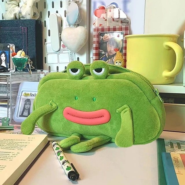 Cute Anime Pen Organizer Bag Big Mouth Frog Pen Bag Large Capacity Cosmetic  Pouch Pencil Cases Plush Zipper Creative Stationery - AliExpress