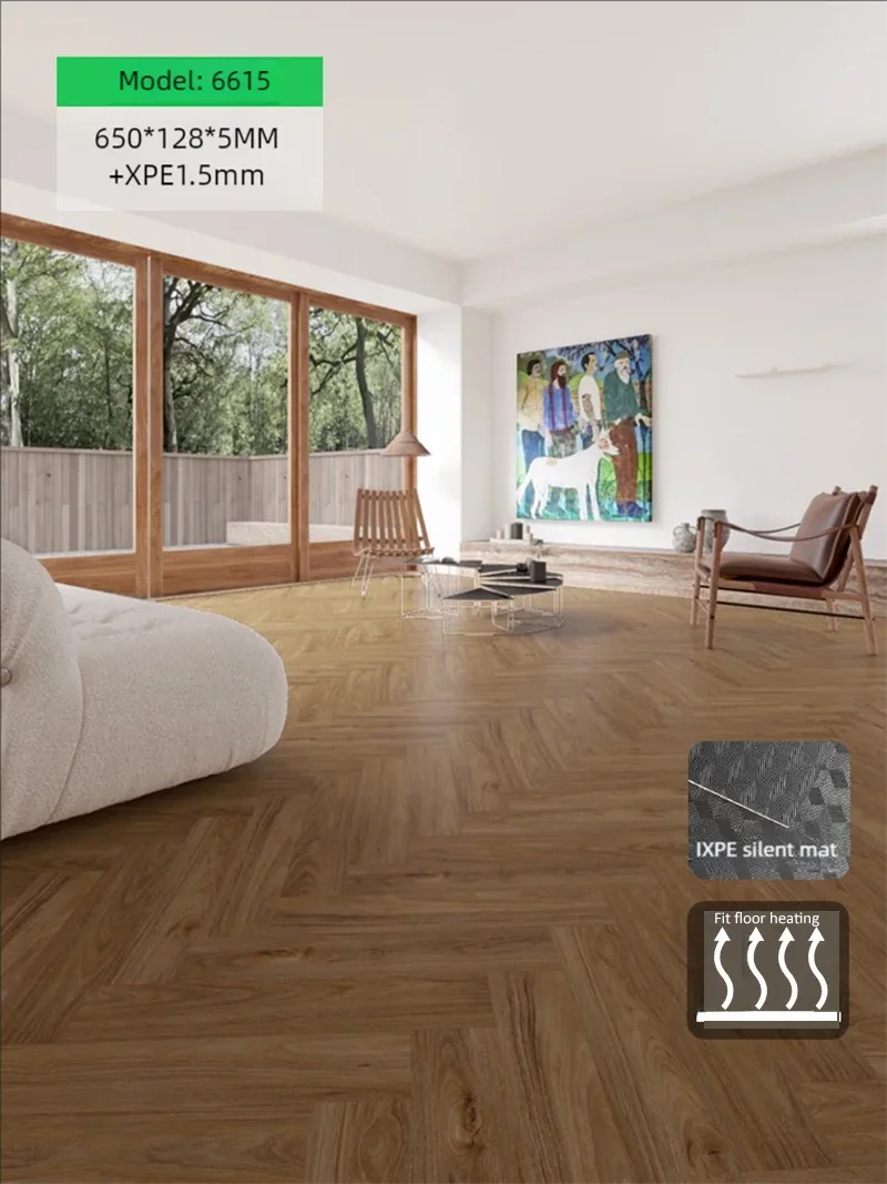 Spc Wood Imitation Floor 640MM X 128MM Excellent Color Beauty Decoration Material