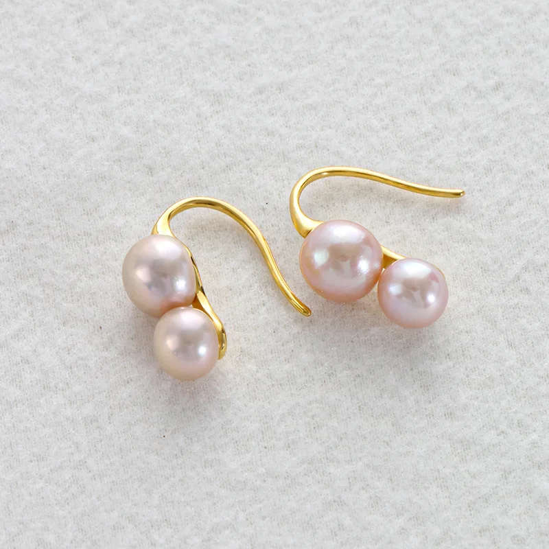 

LONDANY earrings Sweet pink freshwater pearl stud earrings female vintage earhook earrings