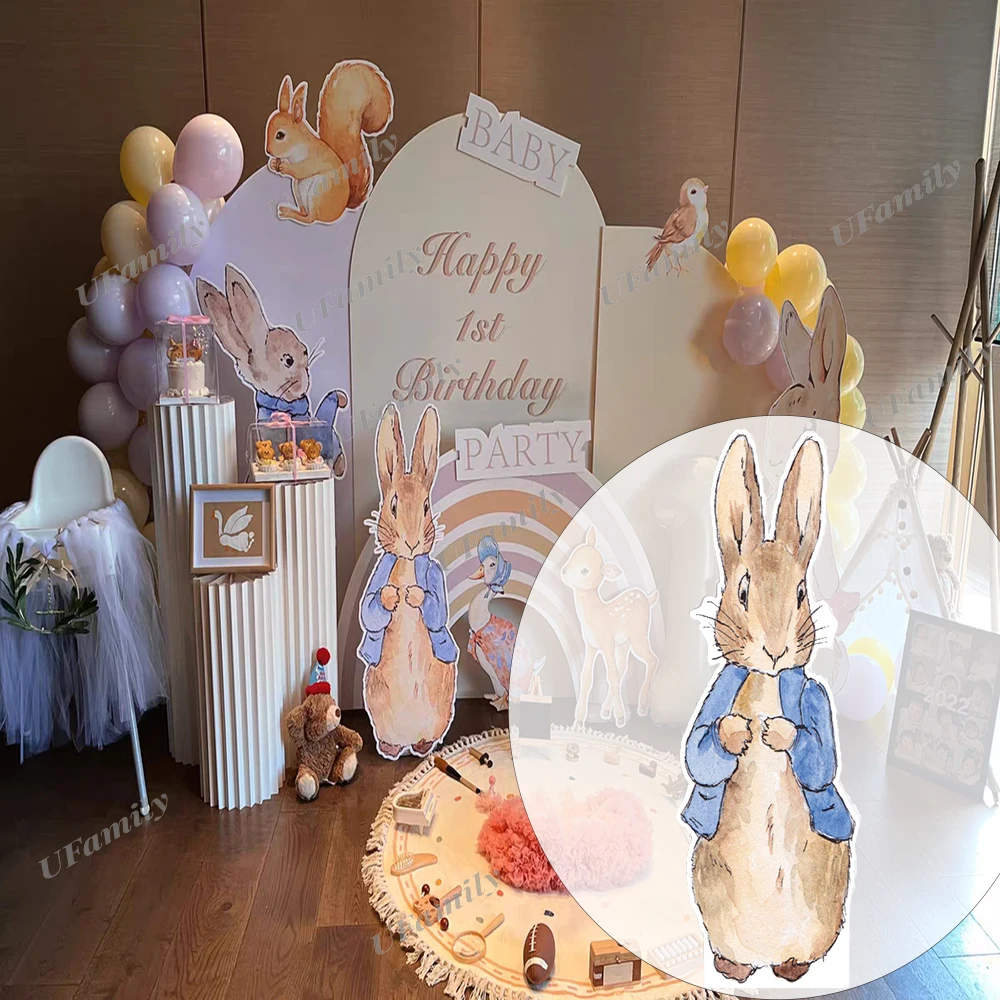 

18/24/36inch Peter Rabbit Cutout Pink Blue Rabbit Kt Board Baby Shower Birthday Paty Backdrops Wedding Party Photo Props Decor