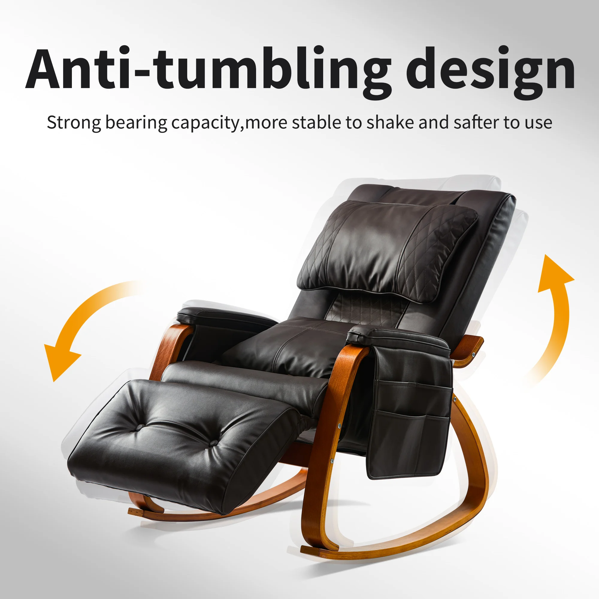 1 Set of Massage Chair Dark Brown Reclining Rocking Chair Five Angle Adjustable Oversized Load Bearing Massage Tool for Relaxing 4
