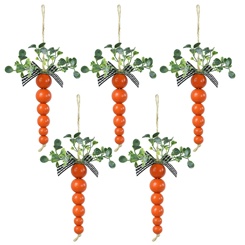 

1/3pcs Easter Carrot Pendant Wooden Bead String Carrot Plant Decoration Spring Easter Party Decoration Supplies