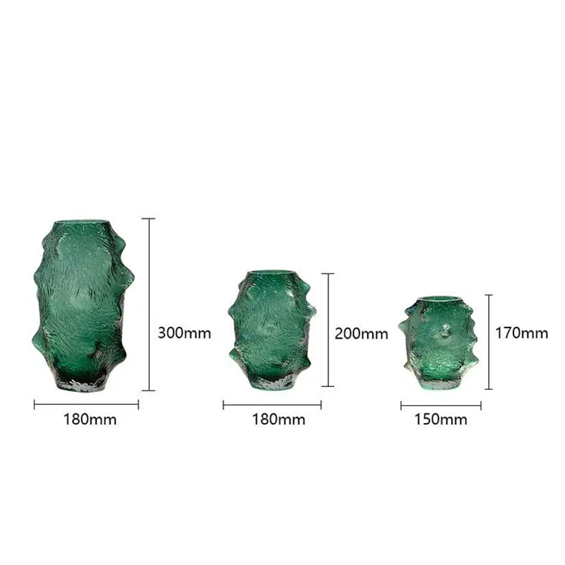 Glass Vase Sea Cucumber Shape Irregular Grain Spine Fold Green Terrarium Hydroponic Accessories Flower Vase Home Decoration 5