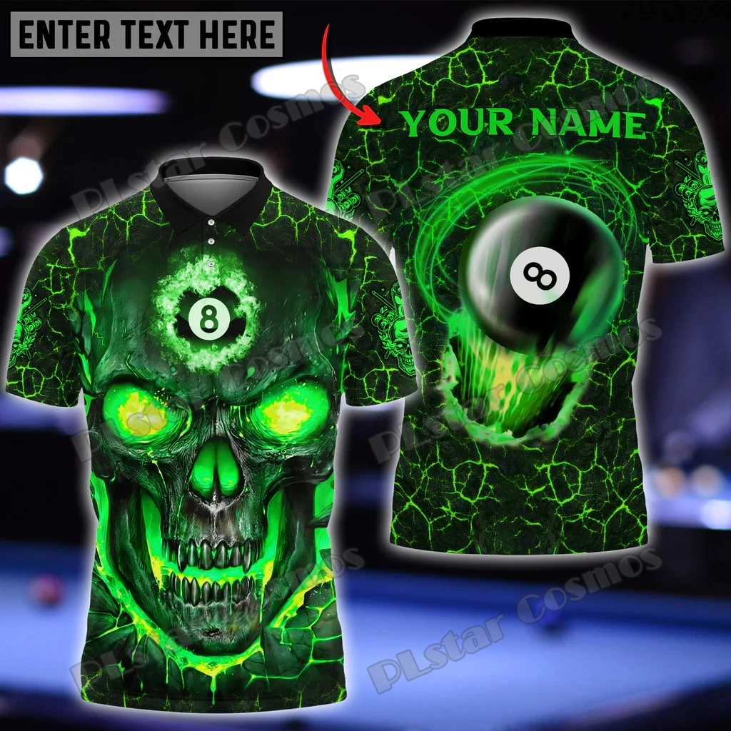 Personalisiertes Billardball 8 Feuer 3D-gedrucktes Herren-Poloshirt Sommer Unisex Casual Poloshirt Geschenk für Billardspieler WK143 – Detail 12