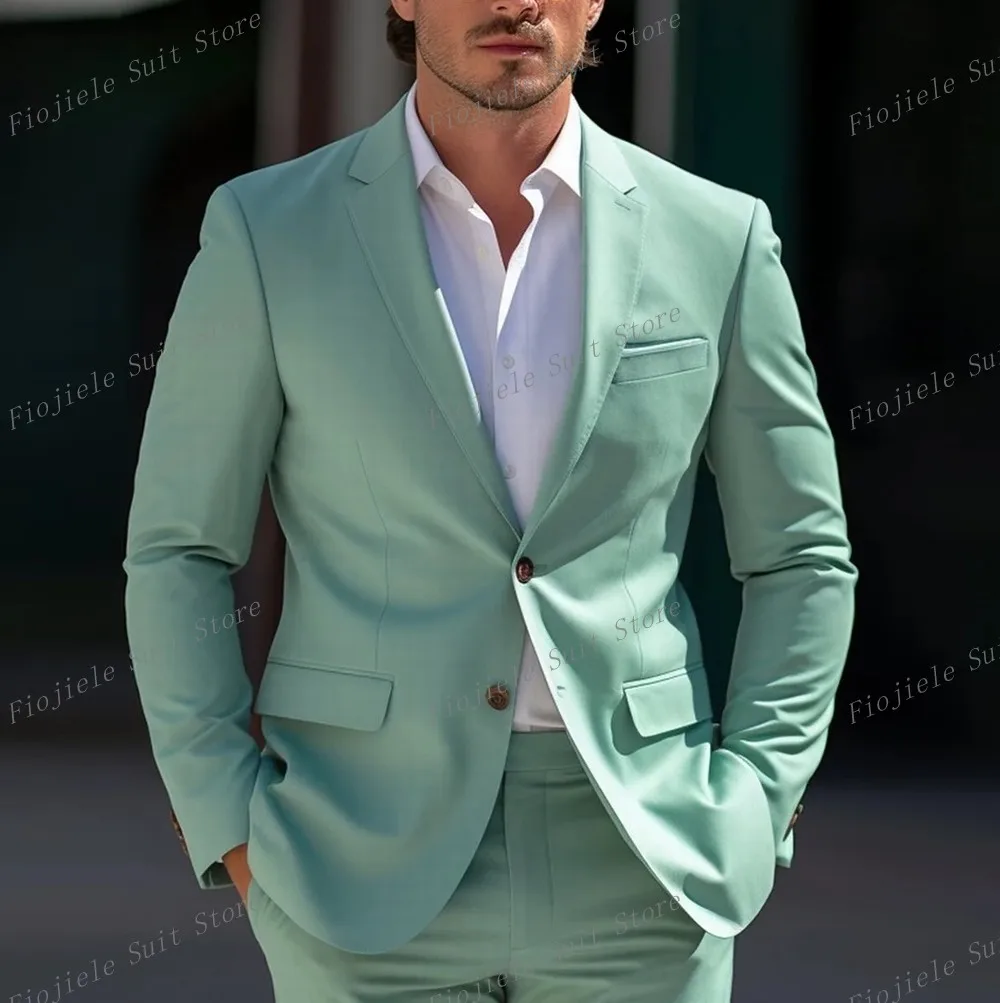 Formal suit groom groomsman wedding party prom men 2 piece set blazer pants