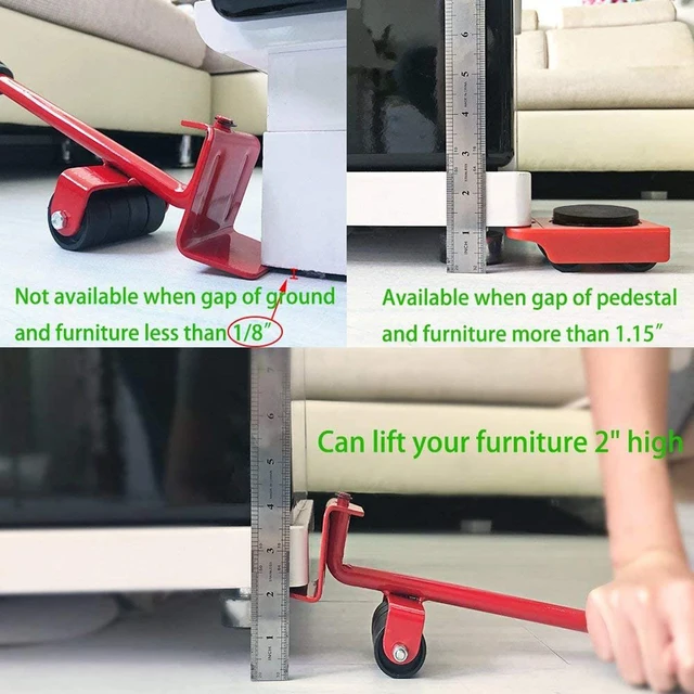Heavy Furniture Lifter Moving Lifting System Shifter Casters Tool Heavy Furniture Mover with Crowbar for Home Refrigerator Renovation, Men's, Size