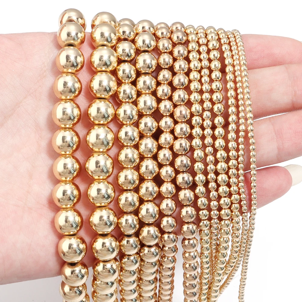 Elegant Silver and Gold Hematite Stone Beads for DIY Jewelry and Accessories - 15'' Strand, 2-10mm