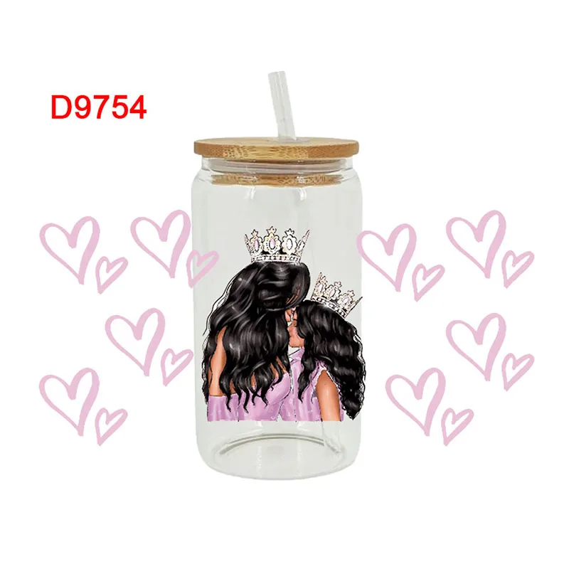 3D UV DTF Transfers Stickers Cup Wraps Printed for DIY Glass Ceramic Metal Leather Mother's Day 16oz D9526