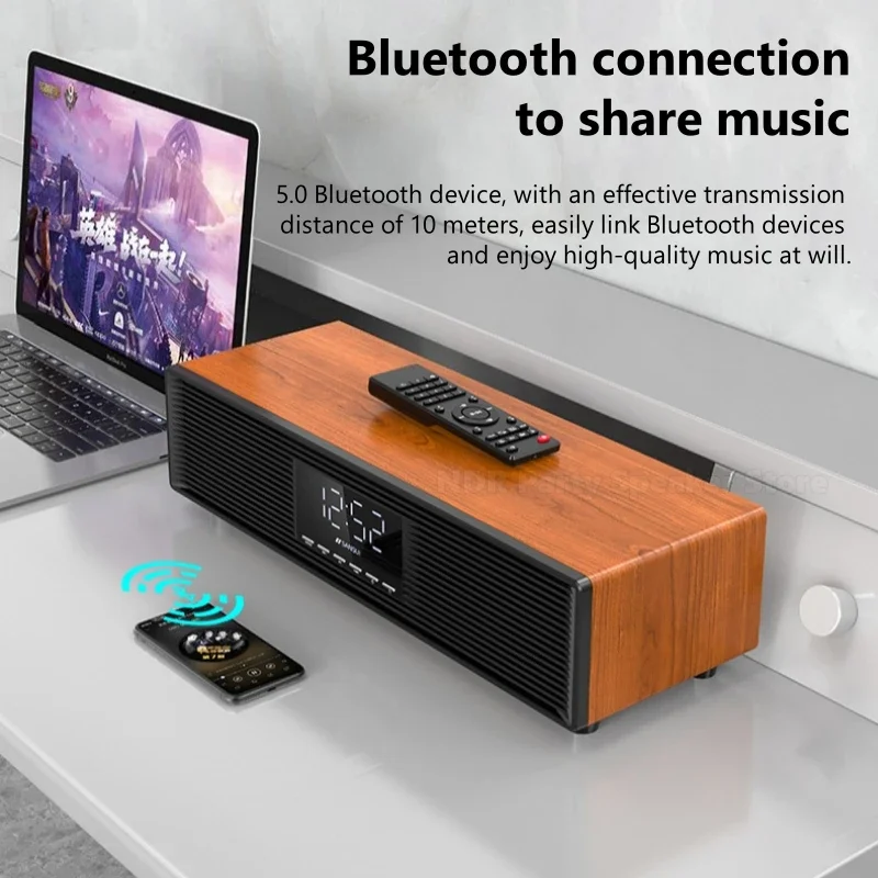 Sansui 400W Peak Power Wireless Blue-tooth Speakers Loud Surround Sound Desktop Computer Audio Home Subwoofer LED Clock Display