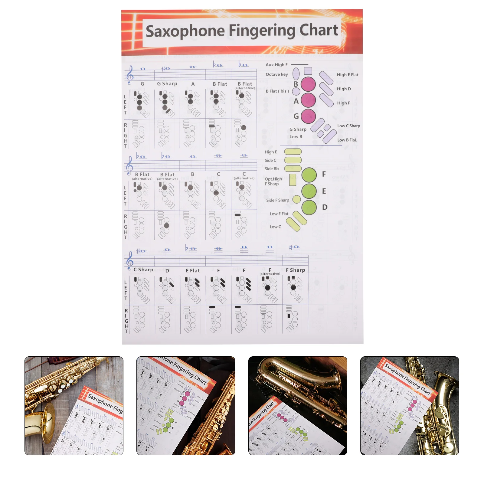 

Saxophone Chord Chart Sax Educational Poster Saxophone Chord Reference Guide for Beginner Learning to Play Saxophone