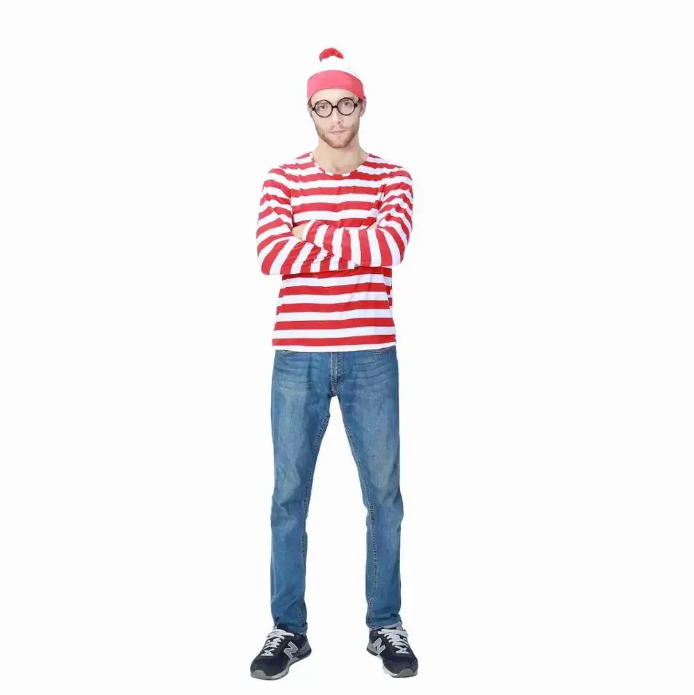 Halloween Adult Man Cosplay Wh'S Waldo Costume