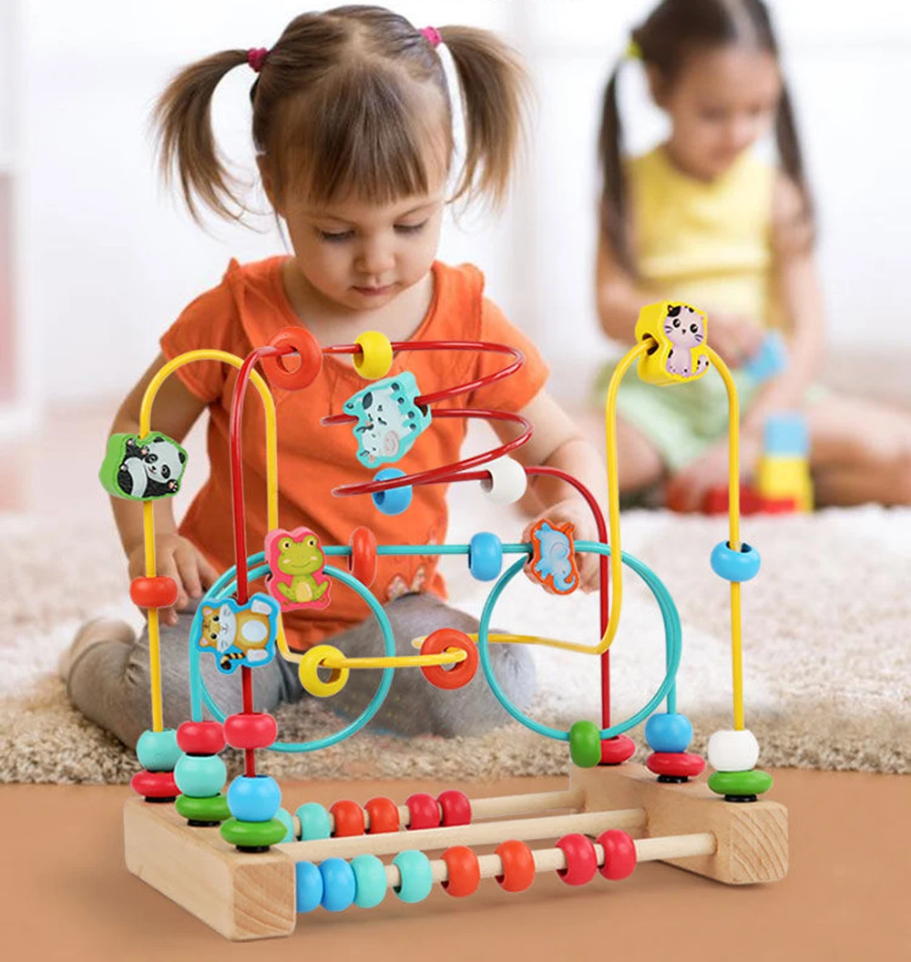 Montessori Baby Math Toy Wooden Circles Bead Wire Maze Abacus Puzzle Toys Kids Learning Educational for Children 1 2 3 Year educational toys,math toys,learning puzzle toys