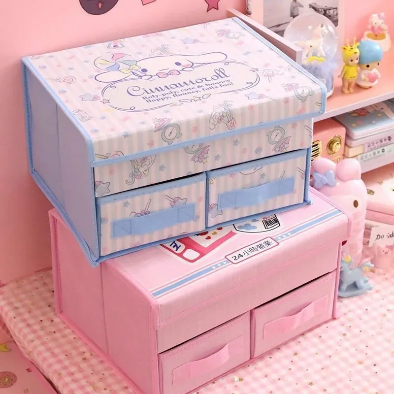 

Hello Kitty Sanrio Kuromi Cinnamoroll Anime Kawaii Storage Box Cute Cartoon Large Size Drawer Foldable Debris Sorting Box