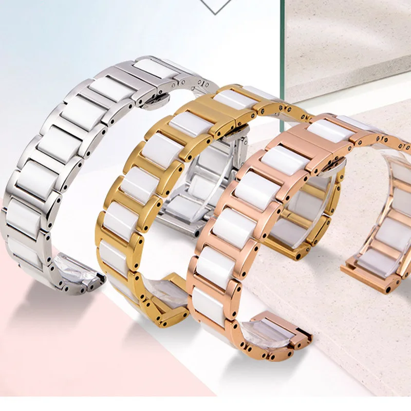 22mm 20mm Metal Ceramic Strap for Samsung Galaxy Watch 6/5/4 Huawei Watch 3/GT3/GT2 Bracelet Wristband for Amazfit GTR/GTS Belt