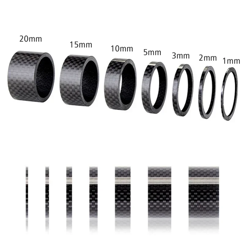 Adjustment Road Bike Carbon Fiber Headset Washer Stem Spacer Bicycle 20 15 10 5 3 2 1 mm 7 Size for 28.6mm Front Fork Steerer