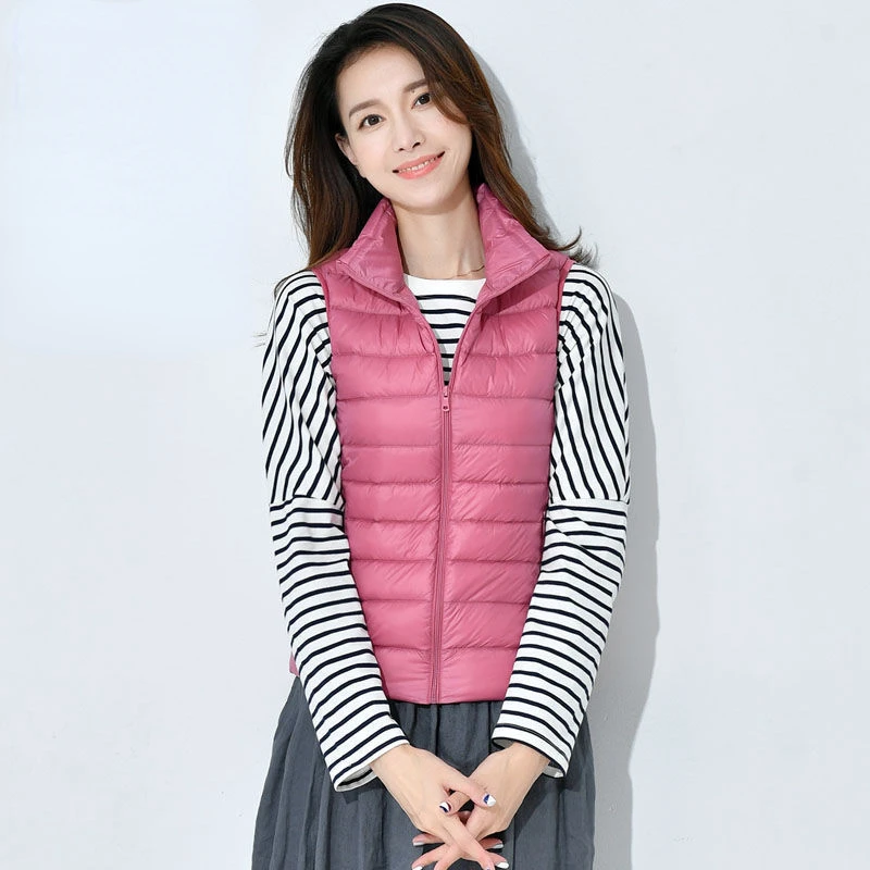 2023 New Light Down Jacket Spring  Autumn Winter Casual  Solid Waistcoat Women Vest Casual Fashion Inside Out Underwaist