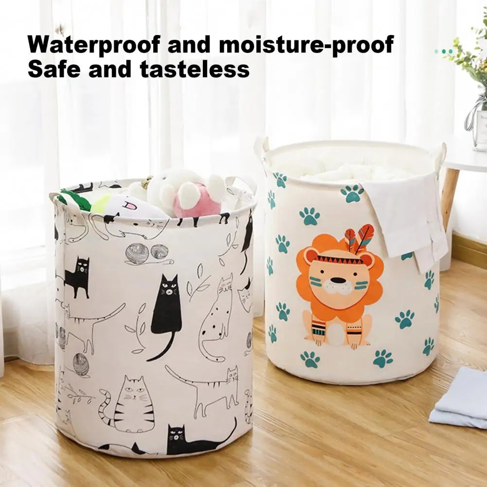 Convenient Dirty Clothes Hamper Round Laundry Basket Folding Cute
