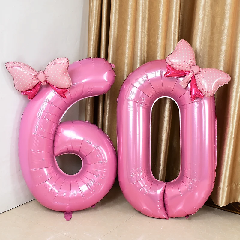 40 Zoll rosa Bownot Luftballons Nummer Folie Ballon 1 2 3 4 5 6 7 8 9 Jahre altes Kind Mädchen alles Gute zum Geburtstag Ballon Baby Dusche Dekor – Detail 4