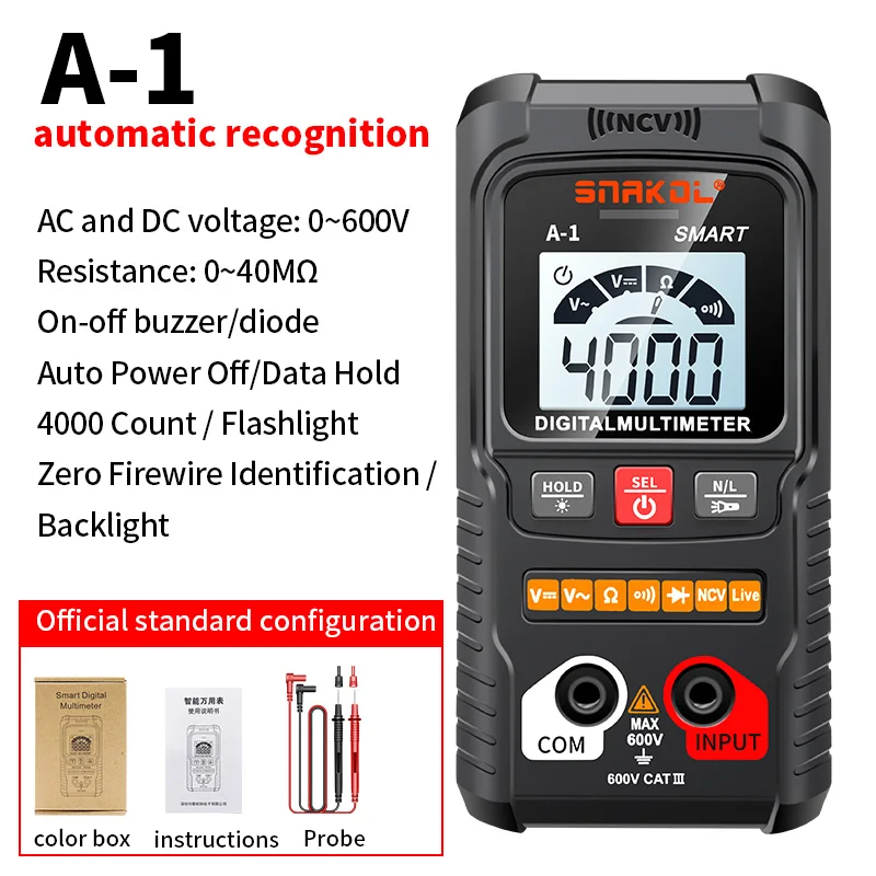 Profesional Digital Multimeter AC DC NCV Smart Multimeters Multimetro Ohm Voltage Meter Auto Range 600V Electrician Tester