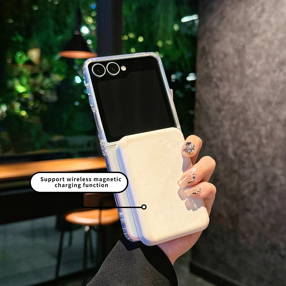 Rainbow Frosted Color Plating Magnetic Folding Hard Cover Phone Case