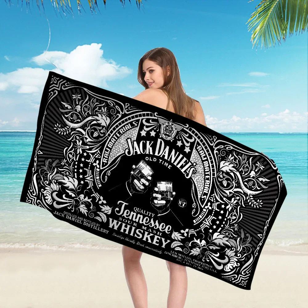 J-Jack-Daniels Whisky Pattern Beach Towel Colorful Bath Towels for Girl Quick Dry Custom Sand Free Beach Yoga Spa Gym Pool 6