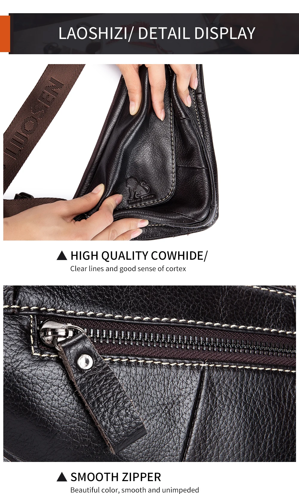 Head Layer Cowhide Chest Bag, Genuine Leather Men's Triangle Bag, Fashionable Retro Mini Bag, Single Shoulder Crossbody Bag