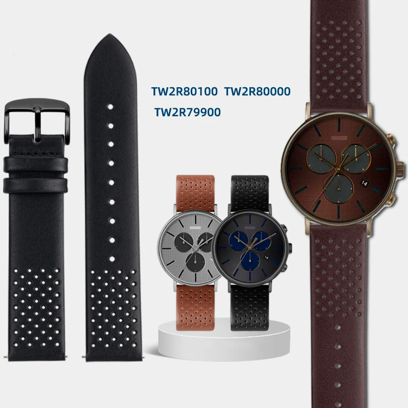 

Ремешок из натуральной кожи для часов TIMEX TW2R80000 TW2R80100 TW2R79900, Мужской Воздухопроницаемый браслет Citizen Seiko, 20 мм, черный, коричневый
