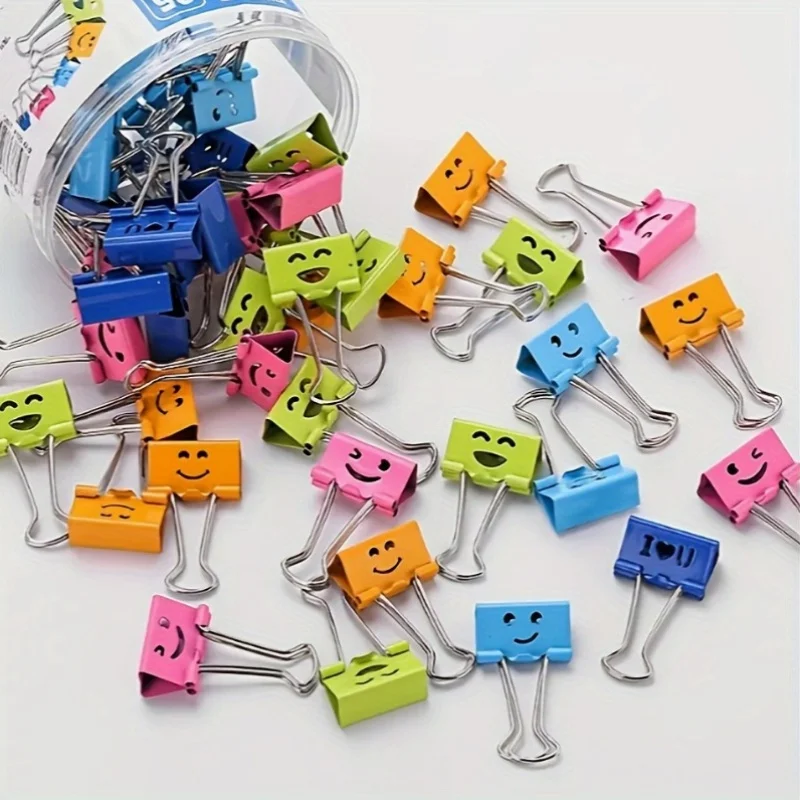 30pcs Colorful Long Tail Clips with Creative Hollow Design Versatile Use Desk Organizer School Office Accessories