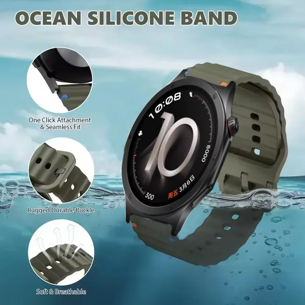 Premium Wave Silicone Strap, 18/20/22mm - High-End Wristband