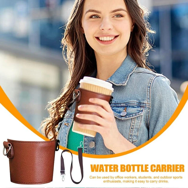 Portable Simulated Leather Coffee Mug Carrier, Lightweight