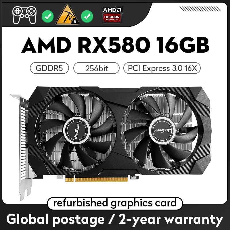 Jieshuo Rx 580 16Gb 256-Bit Pci Express 3.0X16 Schede Grafiche Gddr5 Radeon Rx 580 16G 2048Sp Computer Play Game Scheda Video Gpu