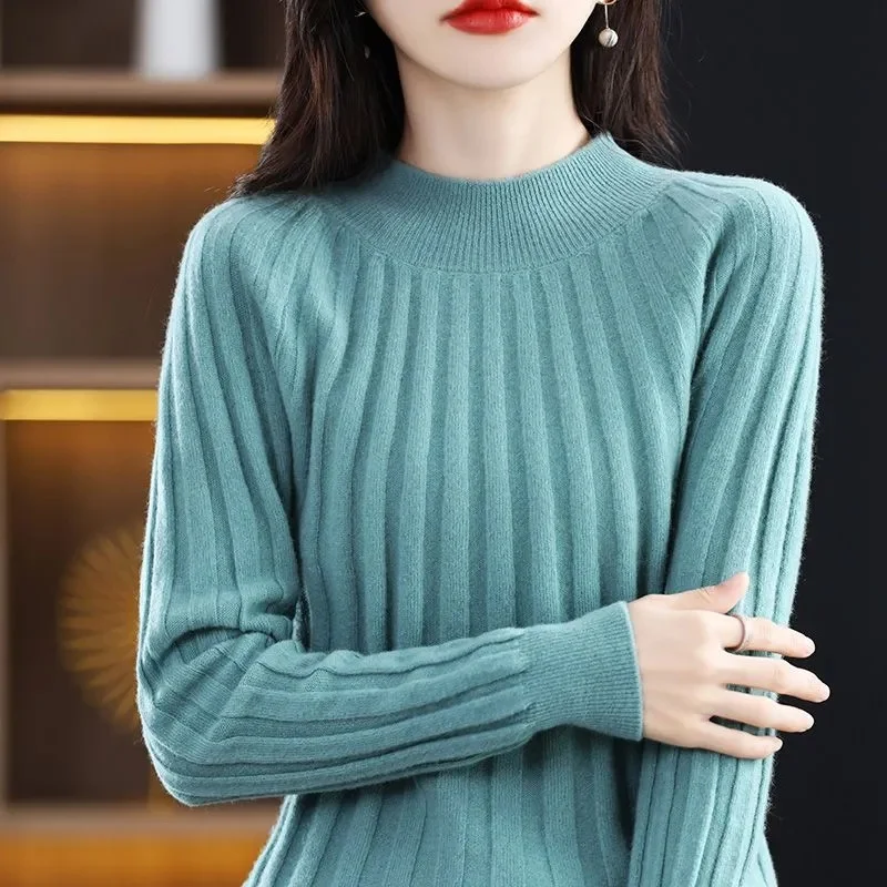 

2023 Autumn New Women Long Sleeve Fashion Round Neck Knitted Winter Soft Elastic Knitwear Tops Female Jumper Pullover Sweater