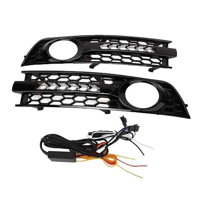 

Car Front Grilles Bumper Fog Light Grille Lower Side Honeycomb With DRL Grille For- A5
