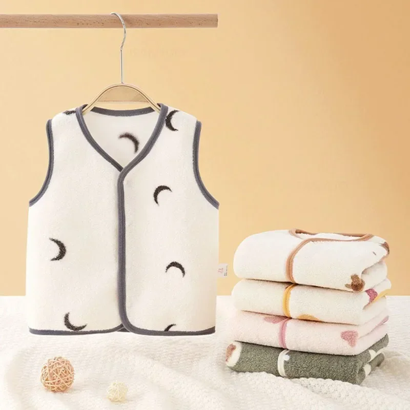 Children Vest Cartoon Baby Plush Vests Cute Spring Autumn Kids Boys Girls Outdoor Vest Coats Fashion Winter Warm Waistcoats