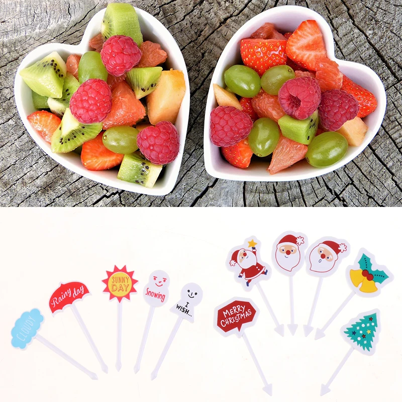 

1 pack Creative Kitchen Bento Party Cartoon Fruit Fork Dessert Forks Mini Cartoon Toothpick for Cake Dessert Party Supply