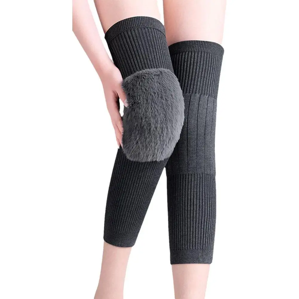 2pcs Winter Warm Cashmere Knee Pads Elastic Thickened Comfortable Wind And Cold Protective Knee Plus Men Women Cycling Supplies electric heating knee pads auto off adjustable small heating pad usb rechargeable heating knee pad with 3 heating level supplies