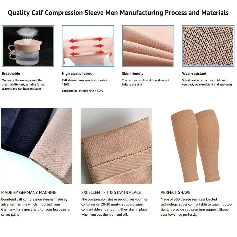 20–30 mmHg Waden-Kompressionsmanschette, 2 Druckstufen, leicht, atmungsaktiv, fußlose Kompressionssocken, Stretch-Socken – Detail 10