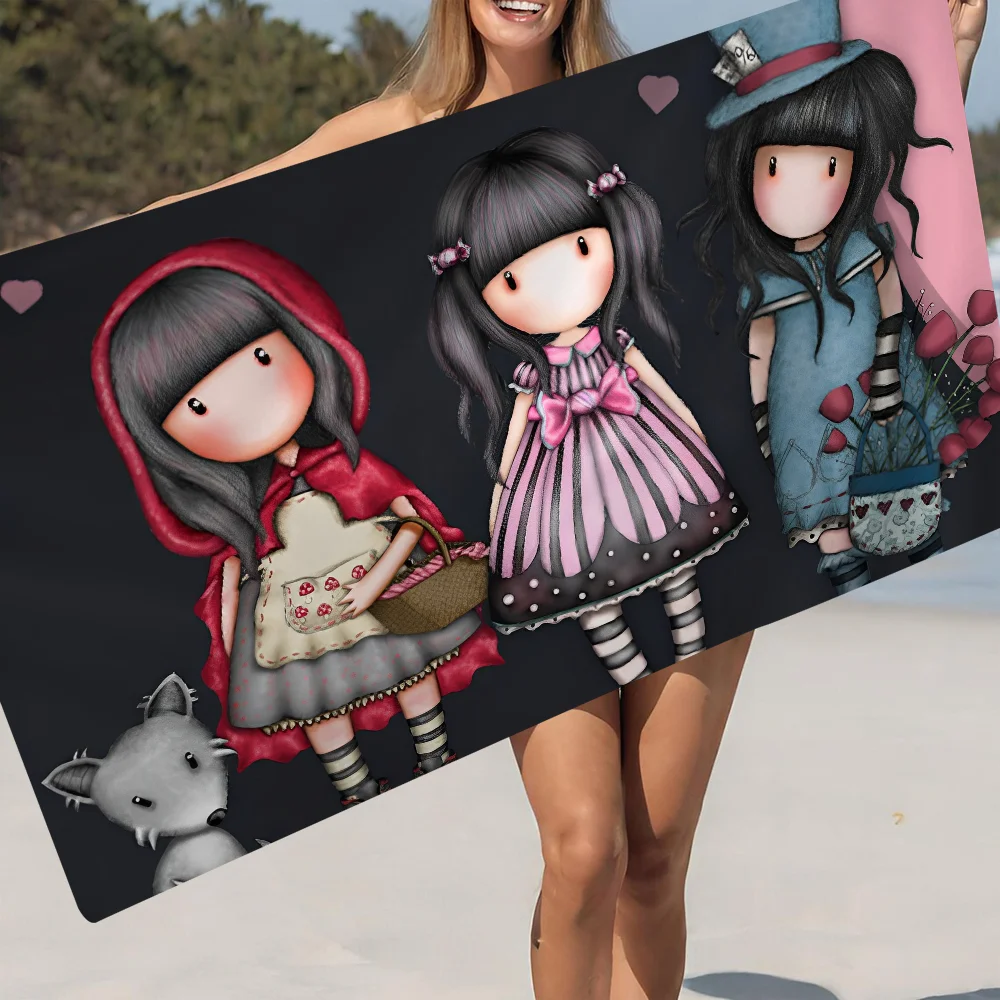 Cartoons S-Santoro G-Gorjuss Microfiber Beach Towel Absorbent Quick Dry Soft Yoga Swimming Resort Mountain Climbing Towel 2
