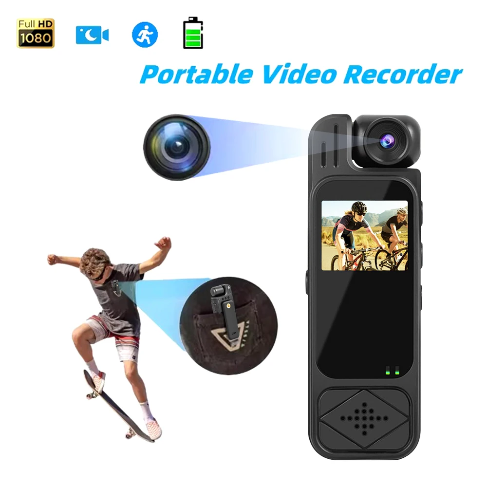 1080P HD Sports Camera Rotatable Infrared Night Vision Digital Video Recorder 1.3inch Bodycam Driving Recorder Sports DV