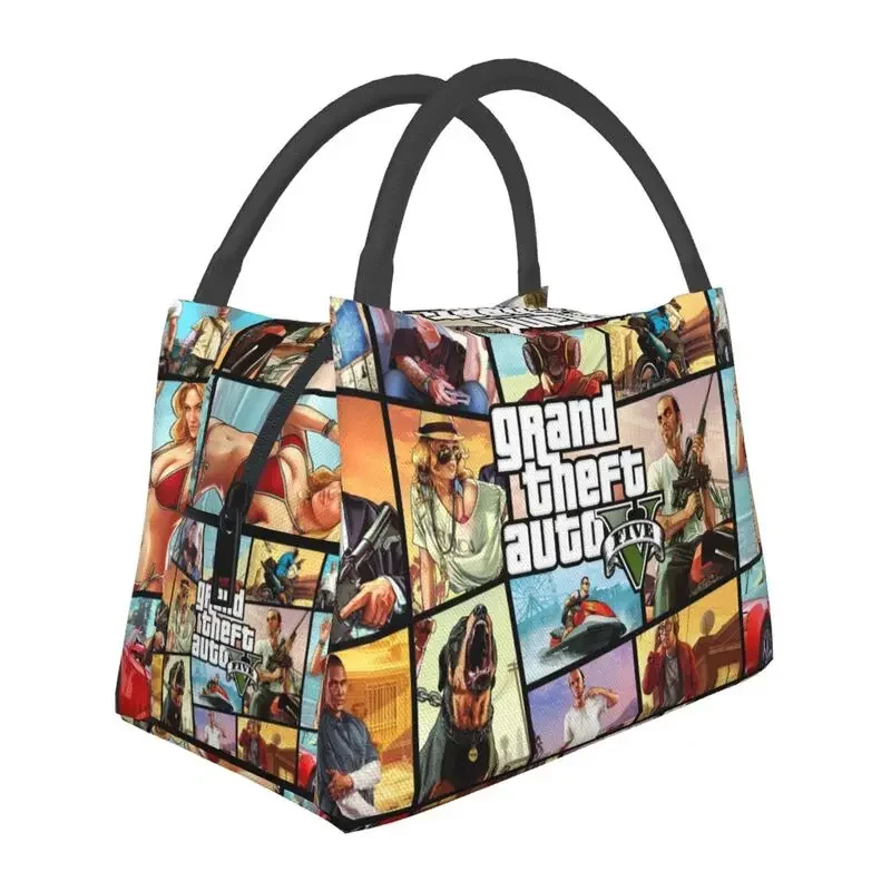 

Изолированные сумки для обеда GTA 5 для видеоигр для женщин, водонепроницаемый кулер Grand Theft для авто, Термосумка для обеда, для работы и пикника